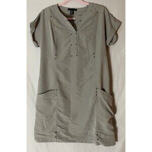 Kenneth Cole Pullover Studded Dress With Pockets Size Small Gray Wrap Pockets